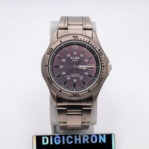 Seiko Alba Titanium Solar V145-OAP0 Japan Import 38mm Date Watch